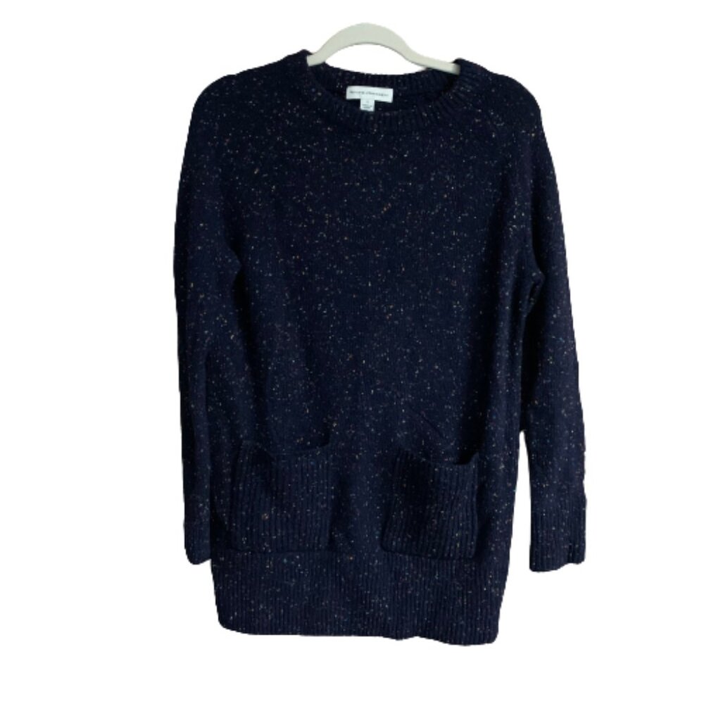 White + Warren Wool Blend Navy Speckled Small Women's Tunic Sweater EUC